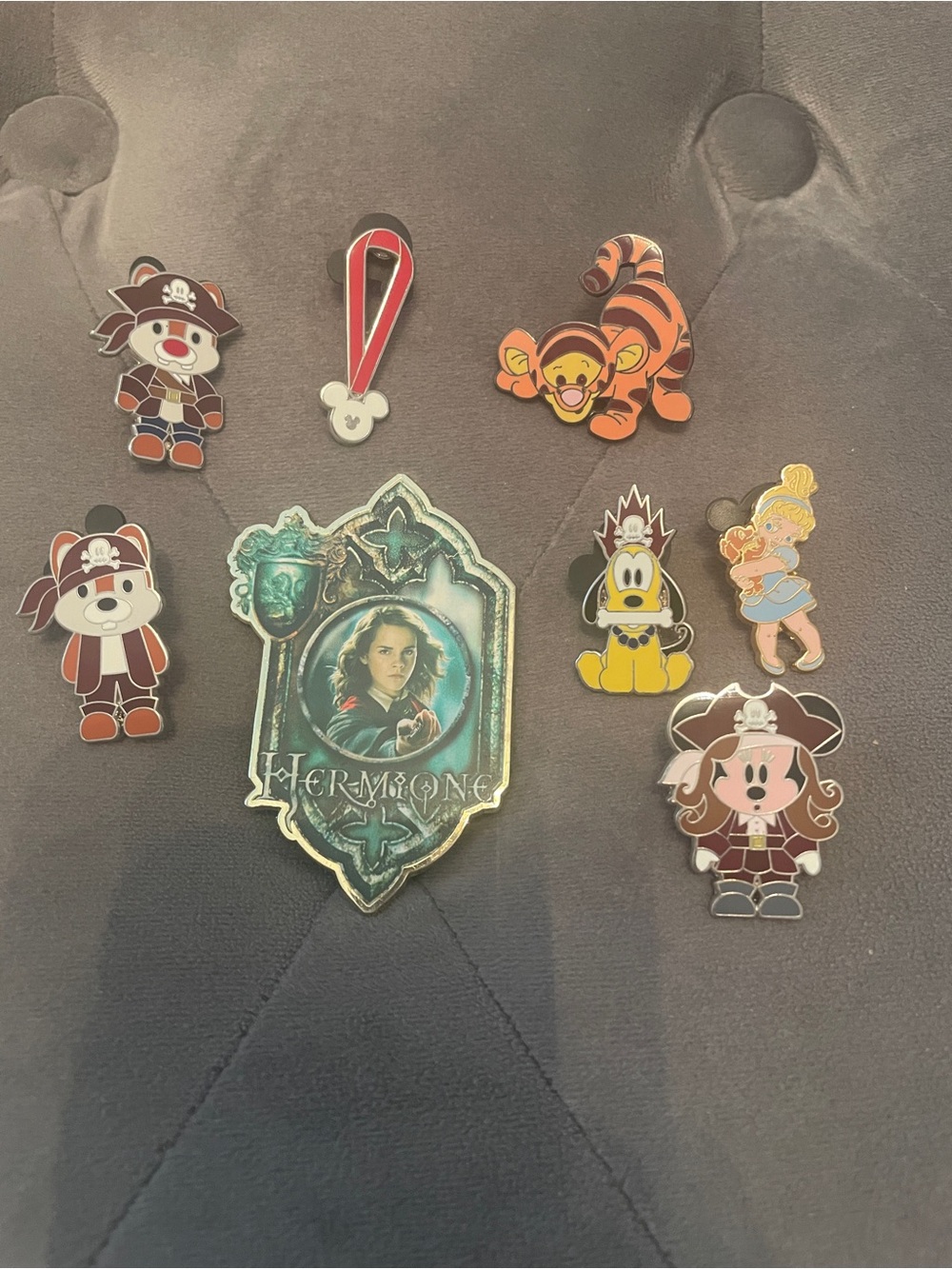 Hermione Granger & Disney Character Pin Lot Set of 7 - Mickey - Tigger - Pluto